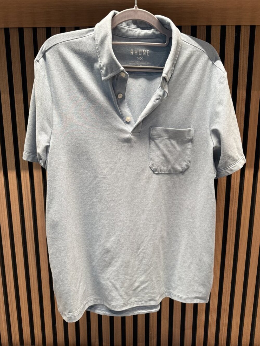 Rhone WFH Polo Light Blue Heather Pocket Performance Polo Men's M